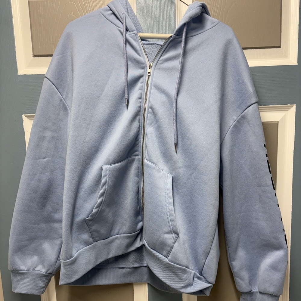 Light Blue Zip-Up Hoodie